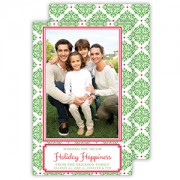 Christmas Photo Cards, Green Medallions, Roseanne Beck